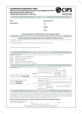 Examination Enrolment Form