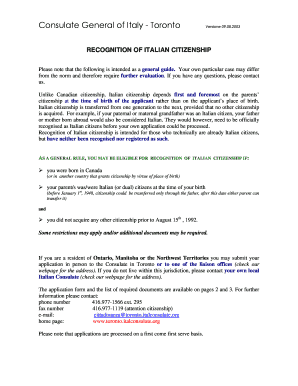 Italian Citizenship Recognition Application