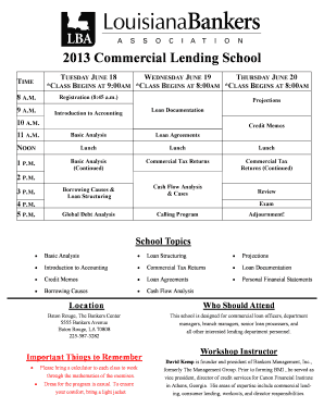 2013 Commercial Lending School - Louisiana Bankers Association - lba