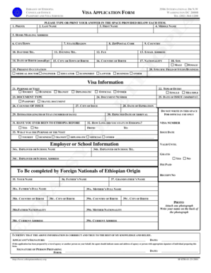 Ethiopia Visa Application Form