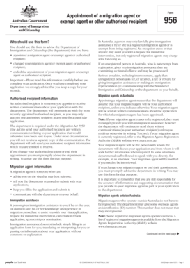 Form 956 Appointment of Migration Agent