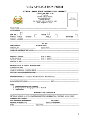 Sierra Leone Visa Application Form