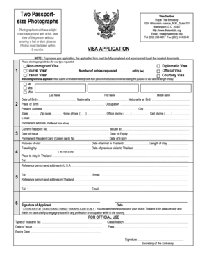 Royal Thai Embassy Visa Application Form