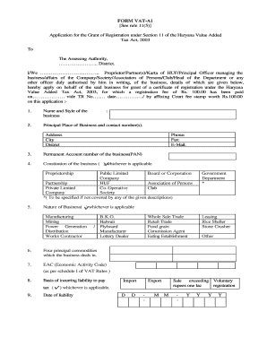 Haryana VAT Registration Application