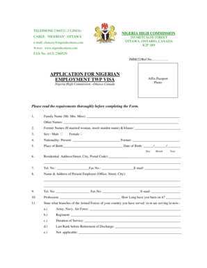 Nigerian Employment TWP Visa Application