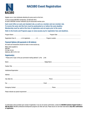 NACUBO Event Registration Form