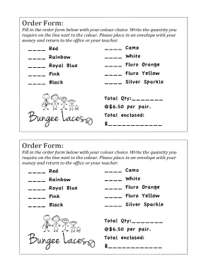 Order Form for Colour Choices