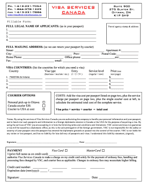 Visa Application Form for Indian Nationals