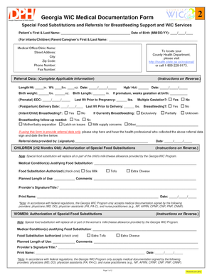 Georgia WIC Medical Documentation Form
