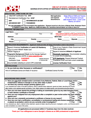 Georgia Out-of-State EMS Licensure Application