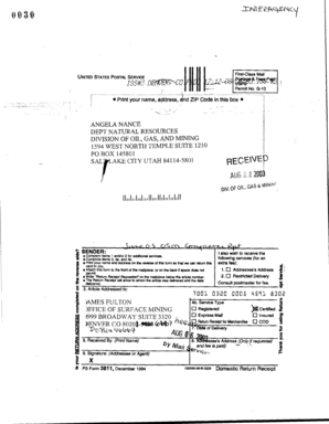 USPS Domestic Return Receipt Form