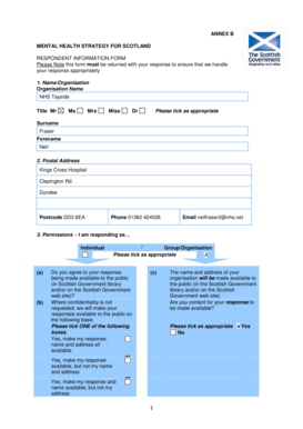 Mental Health Strategy for Scotland Respondent Information Form