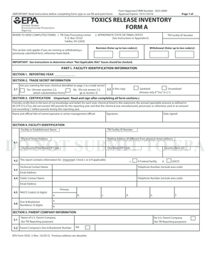 Toxics Release Inventory Form A