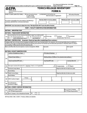 Toxics Release Inventory Form A