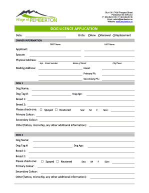 Dog Licence Application