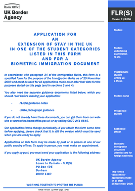 UK Student Extension of Stay Application Form