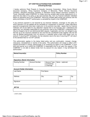 EFT Written Authorization Agreement