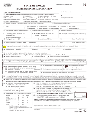 Hawaii Basic Business Application Form BB-1