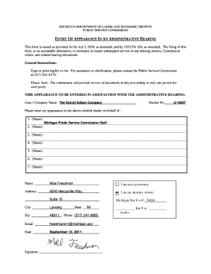 This form is issued as provided for by Act 3, 1939, as amended, and ... - efile mpsc state mi