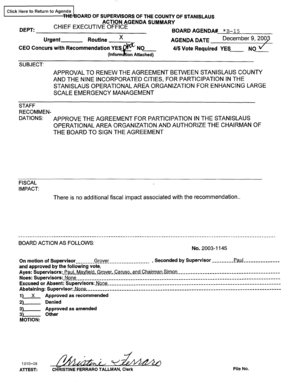 Click Here to Return to Ag Click Here to Return to Agenda BOARD OF SUPERVISORS OF THE COUNTY OF STANISLAUS ACTION AGENDA SUMMARY DEPT: CHIEF EXECUTIVE OFFICE Urgent CEO Concurs with Routine X BOARD AGENDA# * B - 1 5 AGENDA DATE 415 Vote - -