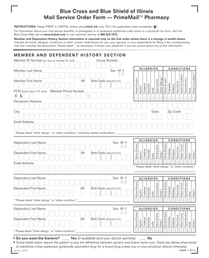 Blue Cross and Blue Shield of Illinois Mail Service Order Form