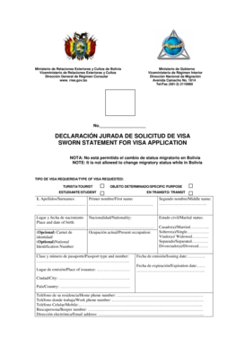 Formulario de Solicitud de Visa de Bolivia