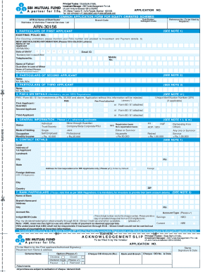 SBI Mutual Fund Common Application Form