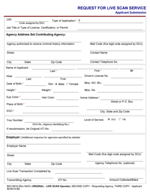 Request for Live Scan Service Form