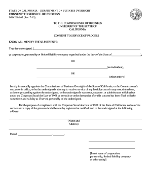 California Consent to Service of Process