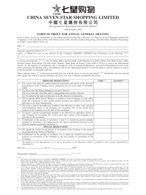 Proxy Form for Annual General Meeting