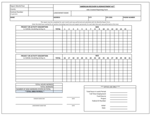 American Recovery & Reinvestment Act County Jobs Created Reporting Form