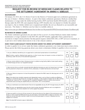 Request for Re-Review of Medicare Claims Related to Jimmo v. Sebelius
