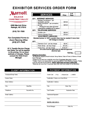 Complete the Marriott Exhibitor Order Form - ncbankers