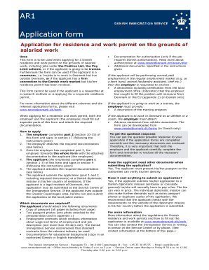 AR1 Application for Residence and Work Permit on Grounds of Salaried Work