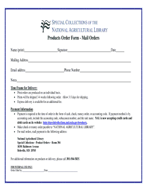 Products Order Form - Mail Orders