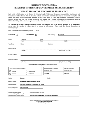 District of Columbia Public Financial Disclosure Statement