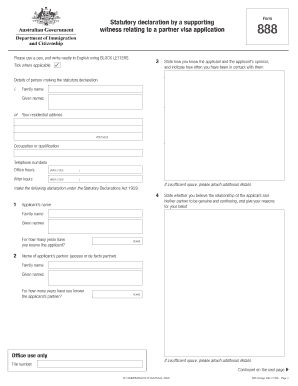 Statutory Declaration for Partner Visa Application 888