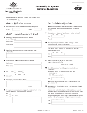 Australia Partner Visa Sponsorship Form 40SP