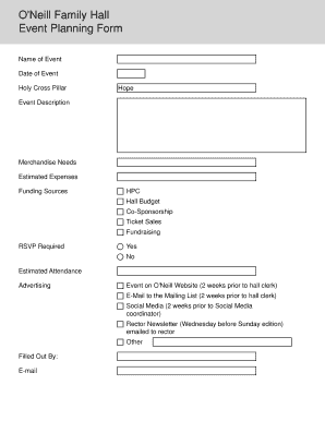 O039Neill Family Hall Event Planning Form