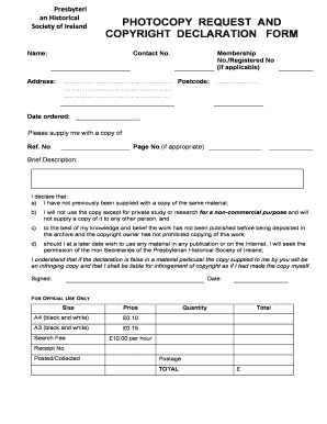 Copyright declaration form