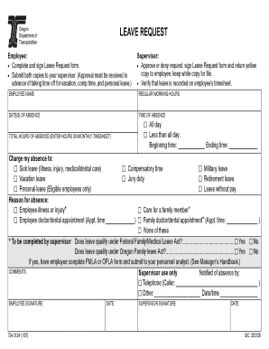 BLeave Requestb - Oregon Department of Transportation - odot state or