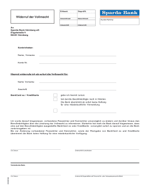 Widerruf der Vollmacht - Sparda-Bank N rnberg eG