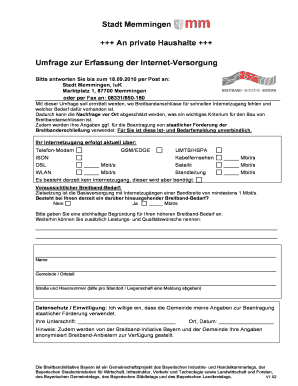 Breitband Bedarfsabfrage Privat - Stadt Memmingen