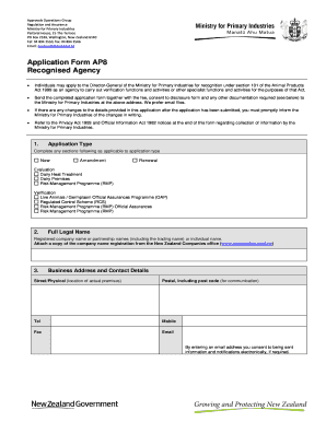 Application Form AP8 Recognised Agency