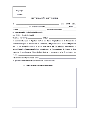 Subvention Justification Form