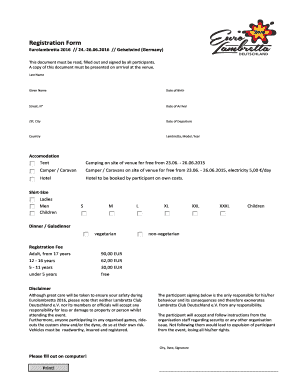 Eurolambretta 2016 Registration Form