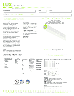 Type: SADW4 ' LUXLED360 4 'S4 UNV LUX LED 360 Series 4 ' Square UNV UNV Universal Driver 120/277 4Side Illuminated 4 Side Illuminated Warranty: 10 year warranty on entire fixture body