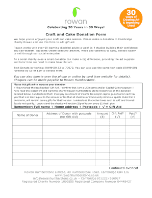 Craft and Cake Donation Form - Rowan Humberstone - rowanhumberstone co
