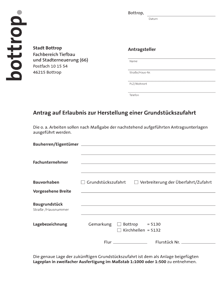 Antrag auf Erlaubnis zur Herstellung einer Grundstckszufahrt Preview on Page 1