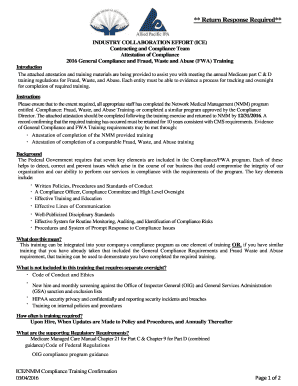 Medicare Advantage General Compliance and FWA Training Attestation Form